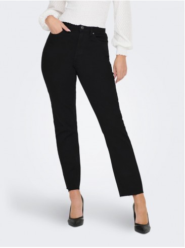 Only. Черные джинсы с высокой посадкой и прямым фасоном - 15219264 Black Denim.