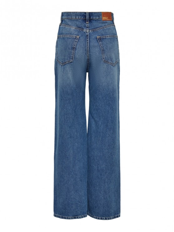 Широкі джинси високої посадки від бренду Only у синьому кольорі для жінок