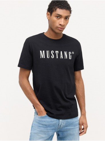 Mustang, logo print, black, t-shirts, 1014695 4142.