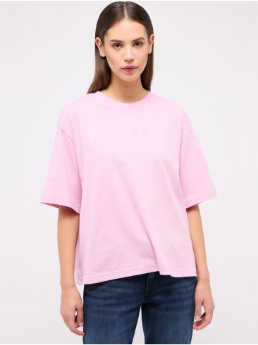Mustang, t-shirts, logo print, pink, 1014970 8070