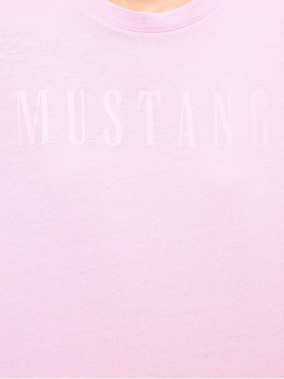 Рожеві футболки Mustang з лого для жінок