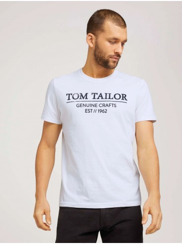 Футболки з принтом Tom Tailor білого кольору - Regular Fit (1021229 20000)