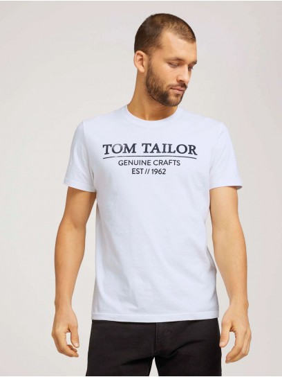 Чоловічі футболки Tom Tailor з білим принтом Regular Fit