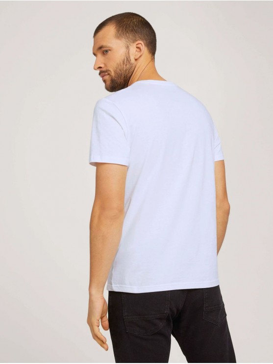 Чоловічі футболки Tom Tailor з білим принтом Regular Fit