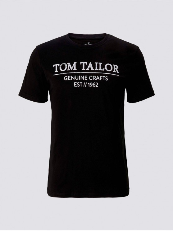 Мужские футболки Tom Tailor с принтом на черном фоне