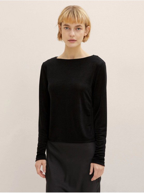 Tom Tailor Women's Black Slim Fit Long Sleeve T-Shirt