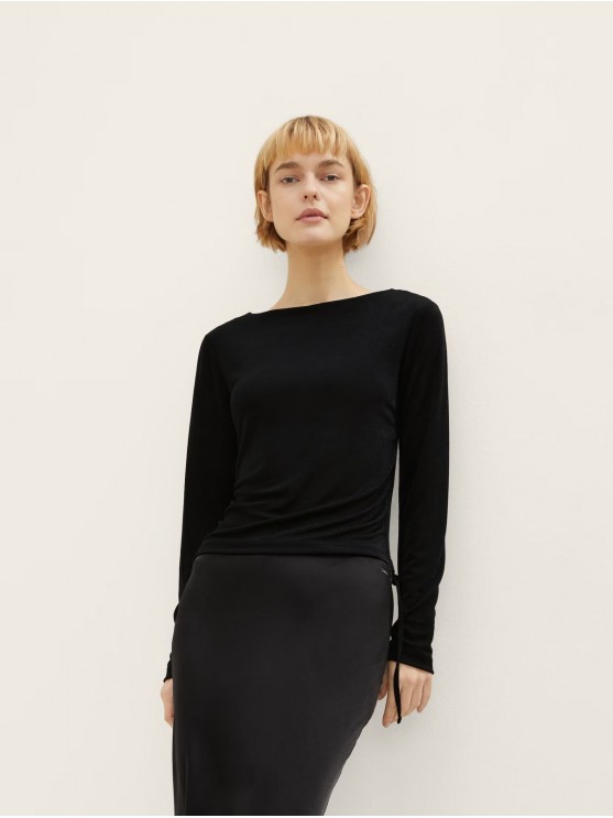 Tom Tailor Women's Black Slim Fit Long Sleeve T-Shirt