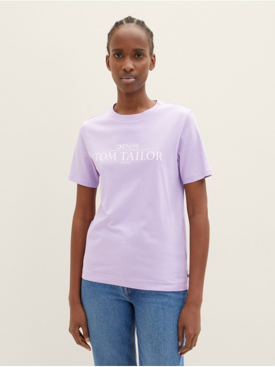 Лілова футболка з принтом від Tom Tailor для жінок