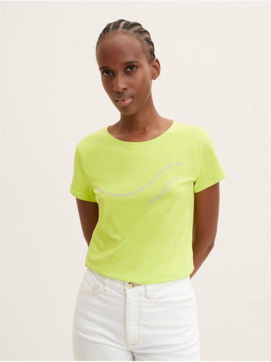 Женские футболки Tom Tailor с зеленым цветом и Slim Fit кроем