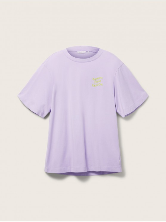 Женские оверсайз лиловые футболки Tom Tailor