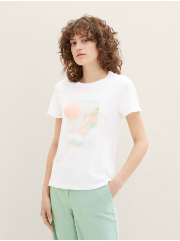 Tom Tailor, t-shirts, print, white, German brand, 1035470 10315