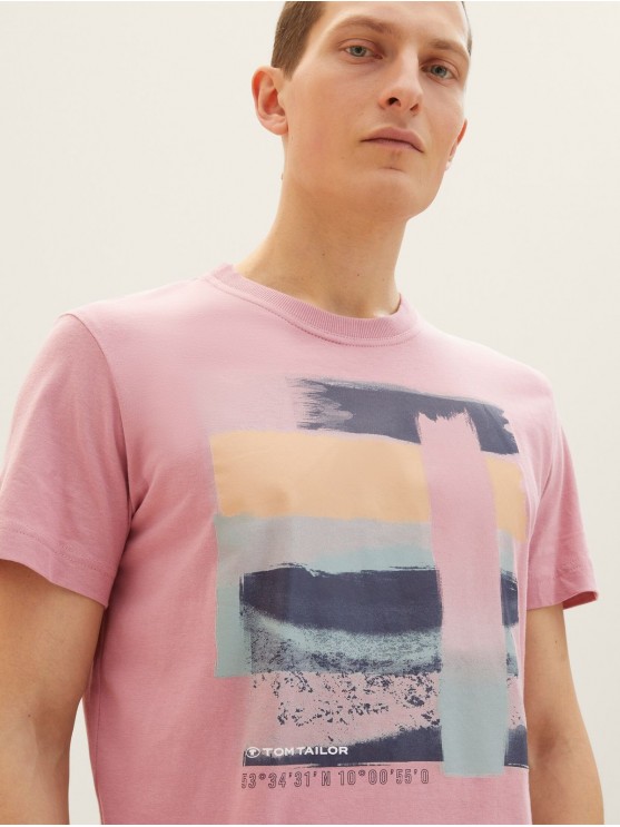 Чоловічі футболки з принтом від Tom Tailor у рожевому кольорі
