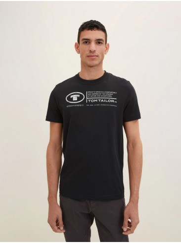 black, regular fit, t-shirts, English, Tom Tailor, 1035611 29999