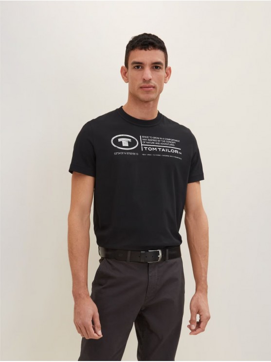 Tom Tailor Regular Fit Black T-Shirt for Men