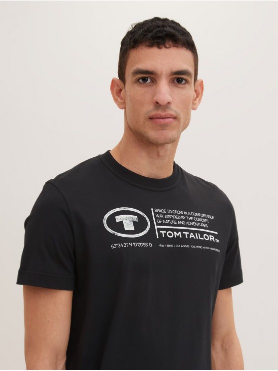Чоловіча футболка Tom Tailor Regular Fit, чорний колір
