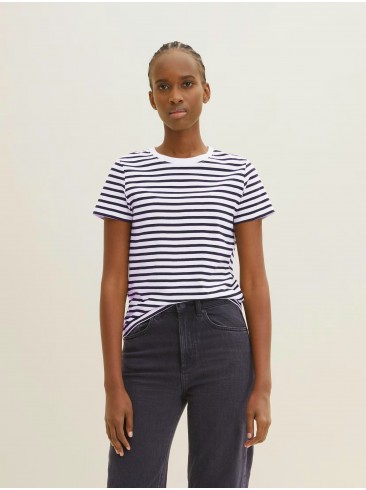 Tom Tailor Striped T-Shirt in White - 1035867 31641