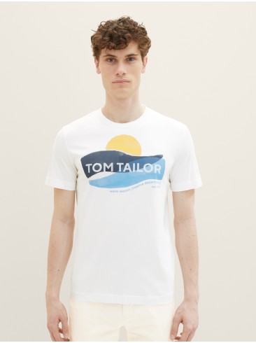 футболки, принт, білі, Tom Tailor, 1036328 10332.