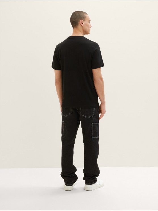Чоловічі футболки з принтом Tom Tailor: чорний.