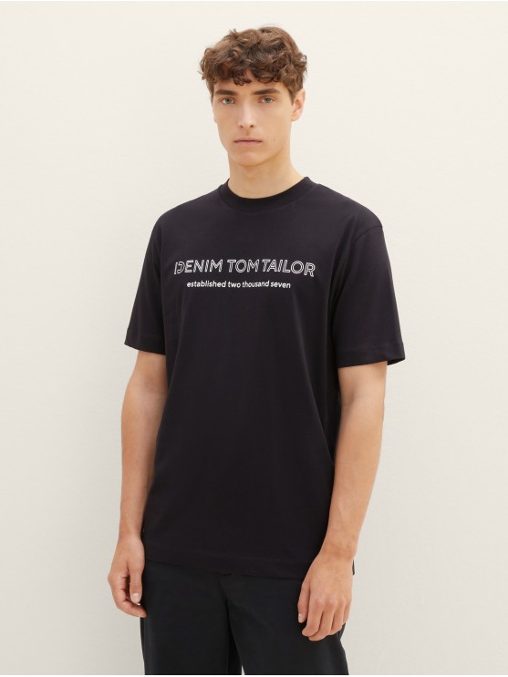 Чоловічі футболки з принтом Tom Tailor, чорні