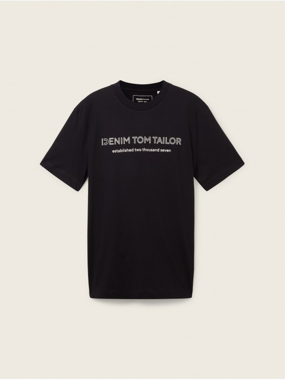 Чоловічі футболки з принтом Tom Tailor, чорні