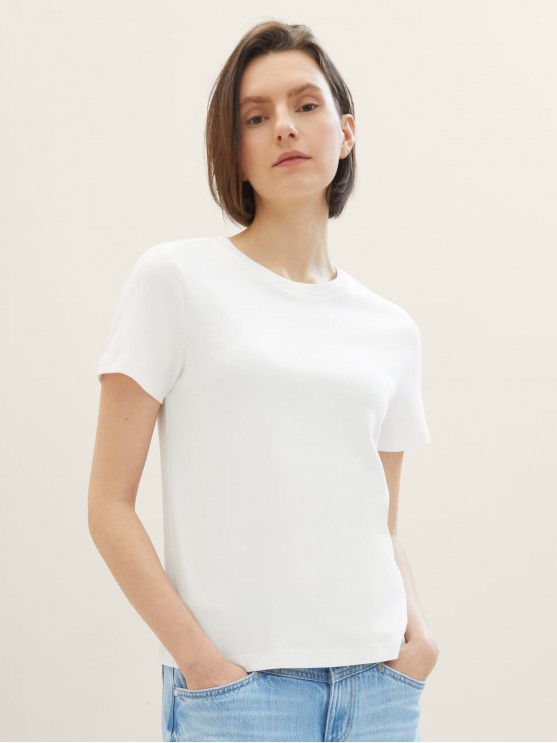 Tom Tailor White Basic T-Shirts for Women
