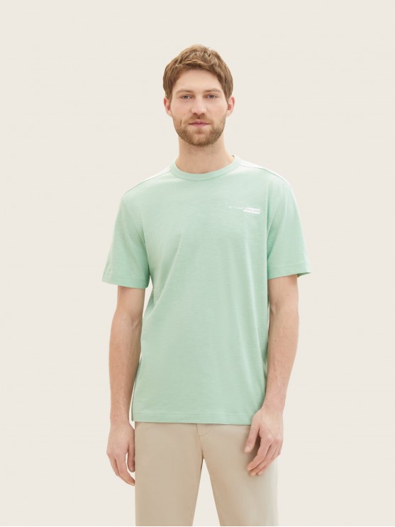 Mужские футболки Tom Tailor с зеленым лого принтом