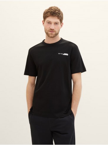 футболки, лого принт, чорні, Tom Tailor, 1040821 29999, Бангладеш, Німеччина