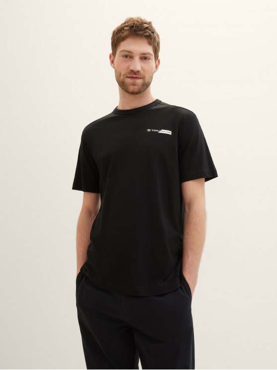 Мужские футболки Tom Tailor с логотипом на черном фоне