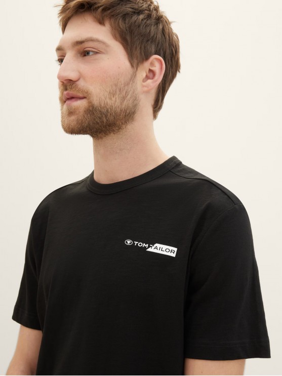Мужские футболки Tom Tailor с логотипом на черном фоне