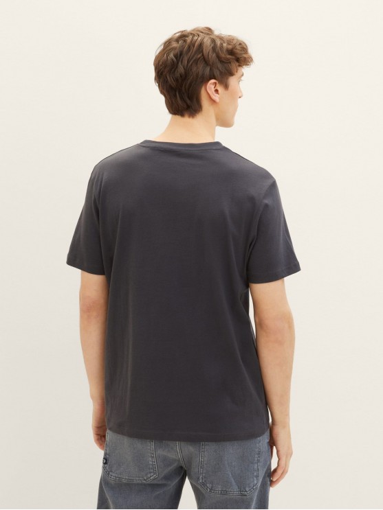 Tom Tailor Men's Graphic Print T-Shirt in Grey