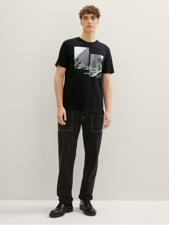 Tom Tailor Black T-Shirt with Print for Men