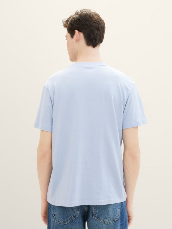 Tom Tailor Men's Light Blue T-Shirt with Logo Print