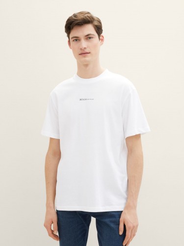 Tom Tailor, t-shirts, logo print, white, 1040880 20000