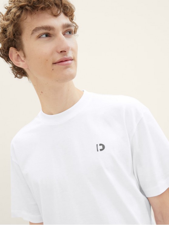 Tom Tailor White T-Shirt with Logo Print for Men