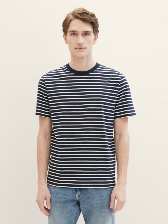 Tom Tailor Men's Blue Striped T-Shirt