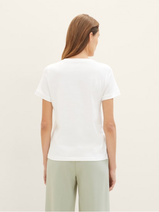 Tom Tailor Women's Logo Print T-Shirt in White