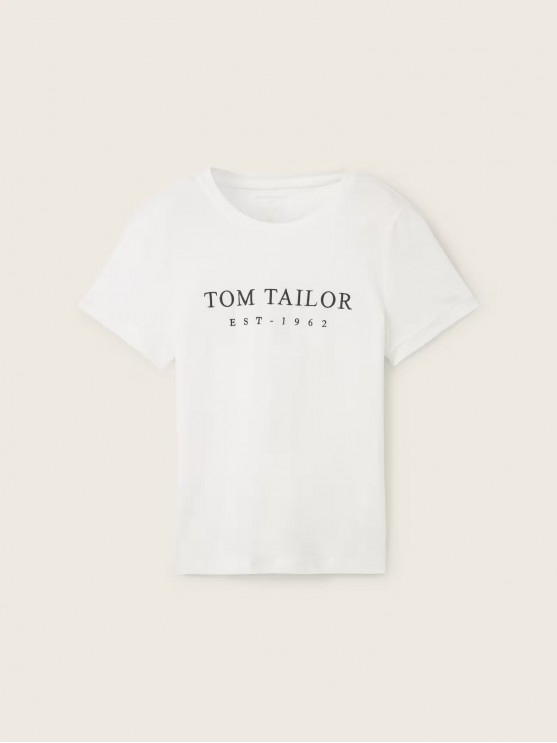 Tom Tailor Women's Logo Print T-Shirt in White