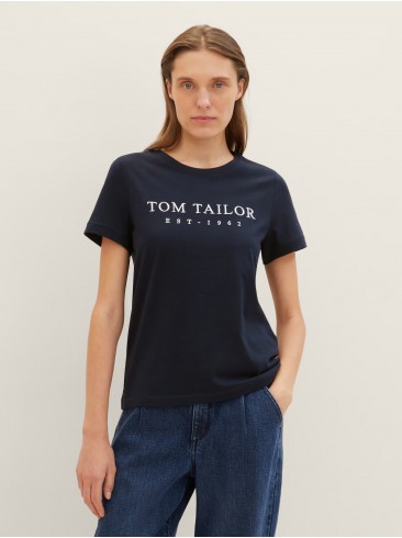 футболка, лого, синій, Tom Tailor, 1041288 10668