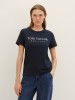 Tom Tailor Women's Blue T-Shirt with Logo Print