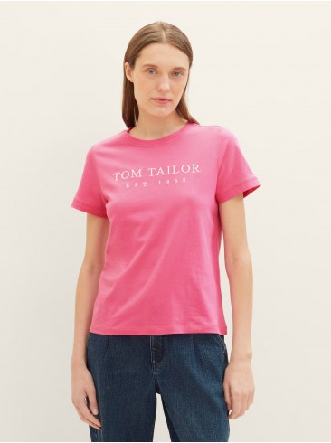Tom Tailor Pink Logo Print T-shirt - 1041288 15799