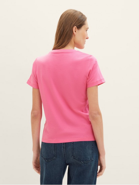 Tom Tailor Pink Logo Print T-Shirt for Women
