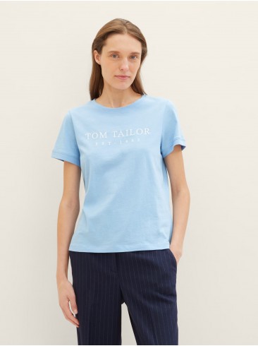 футболка, принт, світло-синій, Tom Tailor, 1041288 34587
