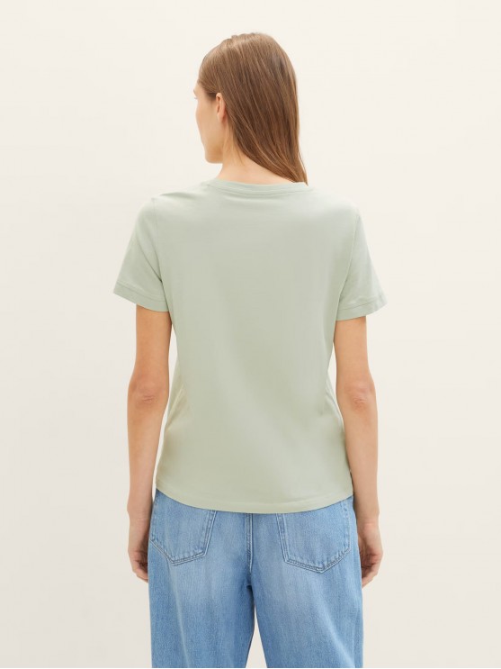 Женские футболки Tom Tailor с зеленым логотипом