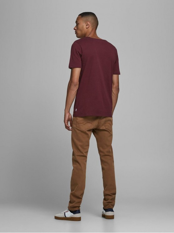 Shop Jack Jones' Stylish Burgundy Slim Fit T-Shirts for Men