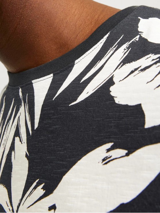 Jack Jones Men's Black T-Shirt with Floral Print