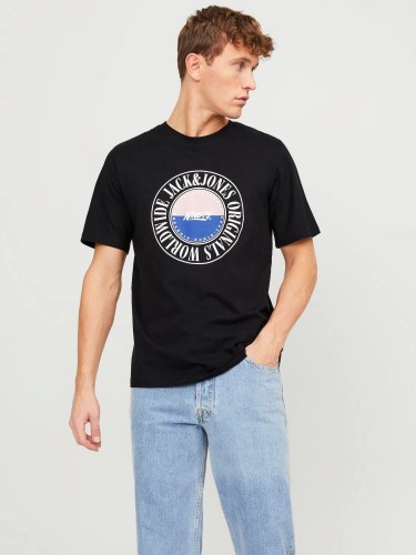 Jack Jones, t-shirts, print, black, 100% cotton, 12250411 Black