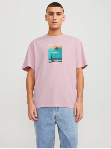 рожевые принтованные футболки, Jack Jones, 12250421 Pink Nectar
