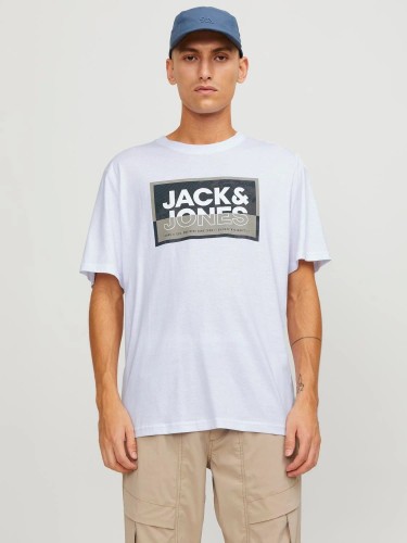 футболка, лого принт, біла, Jack Jones, Ukrainian, 12253442 White