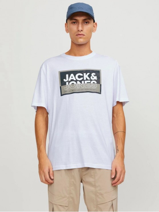 Men's Jack Jones T-Shirt with Logo Print in White