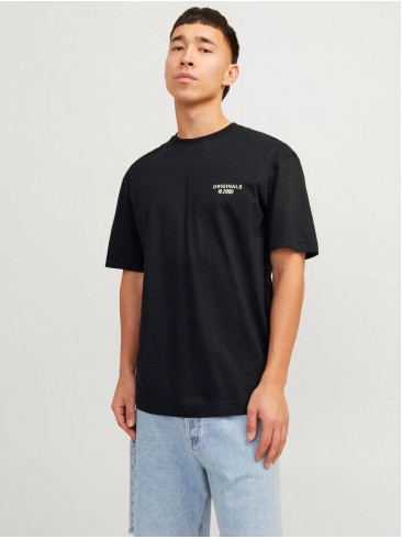 футболки з принтом, чорні, бавовна, Spinnova, Jack Jones, 12254419 Black, органічна бавовна